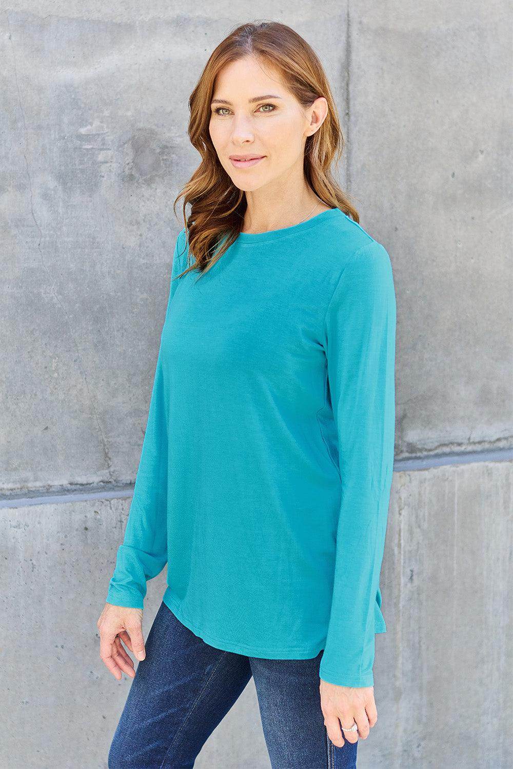 Basic Bae Full Size Round Neck Long Sleeve Top for Women