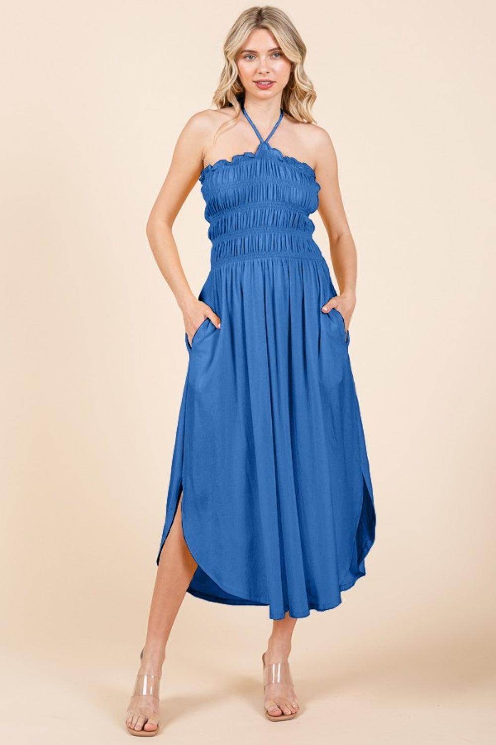 Culture Code Tie Back Shirring Dress with Pockets Style