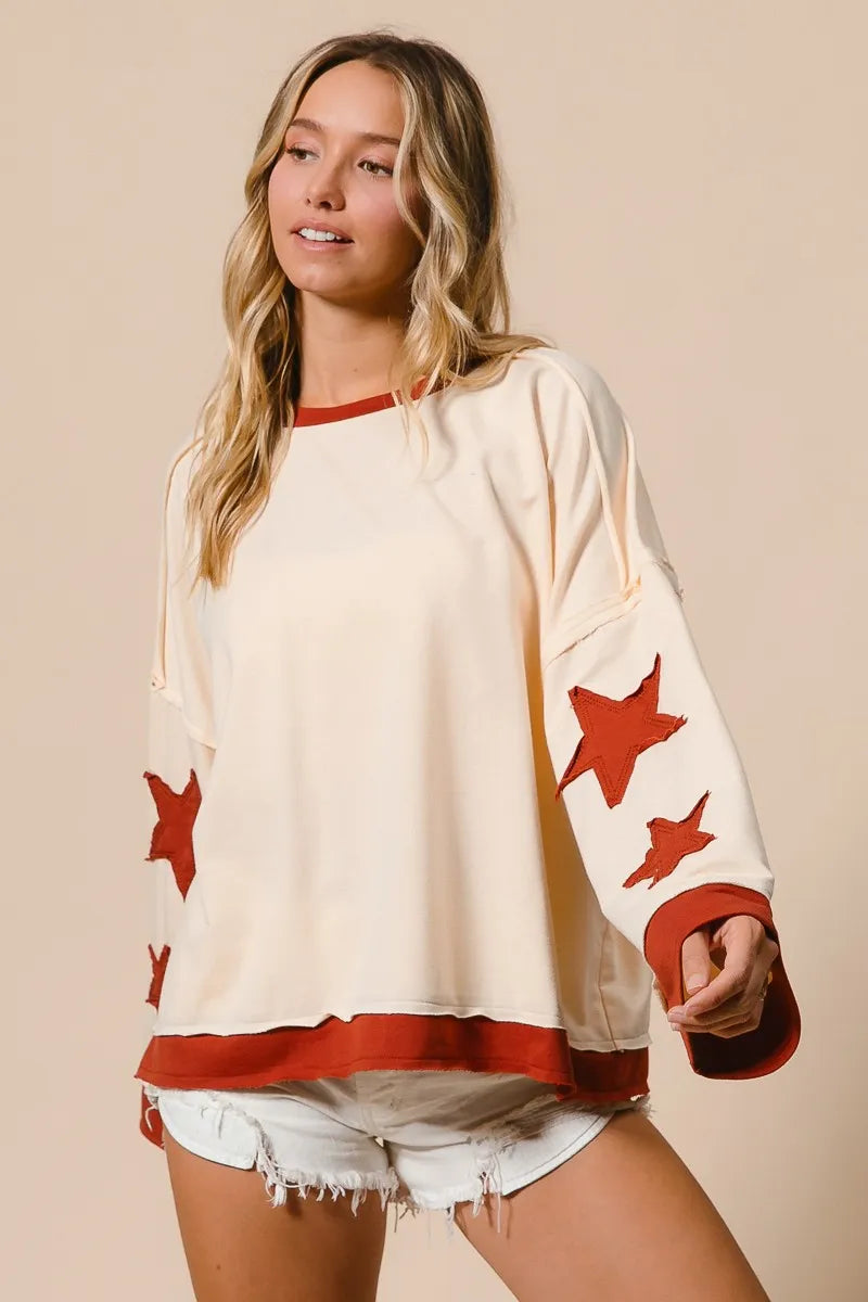 BiBi French Terry Top With Patch Detail Sweatshirt