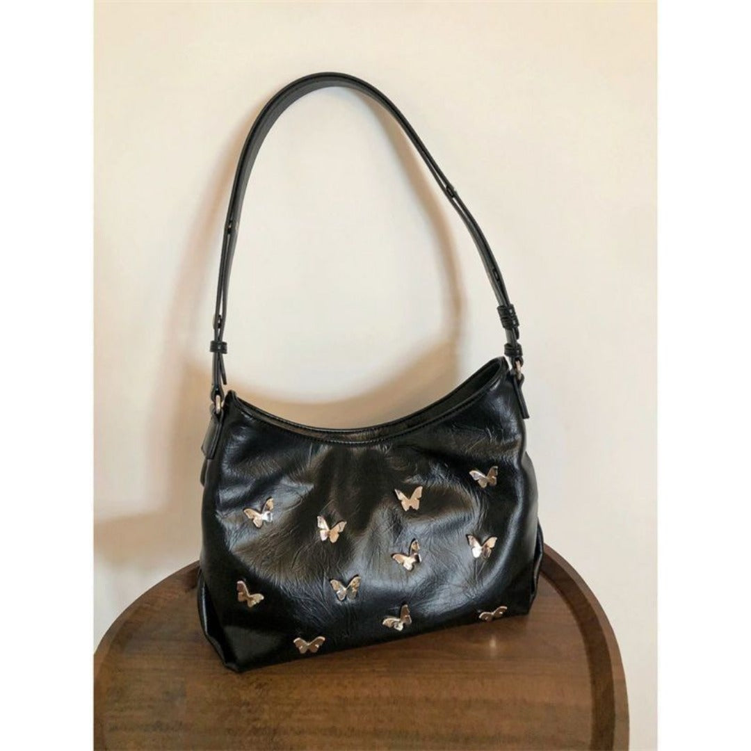 Stylish Textured Underarm Bag – Cool Bow Tote Bag for Females, Versatile Shoulder Hobo Bag, Portable Daily Companion