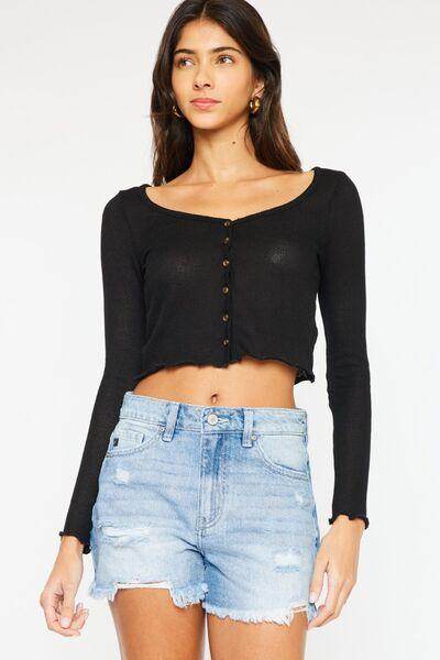 Kancan High Waist Frayed Denim Shorts for Summer Style
