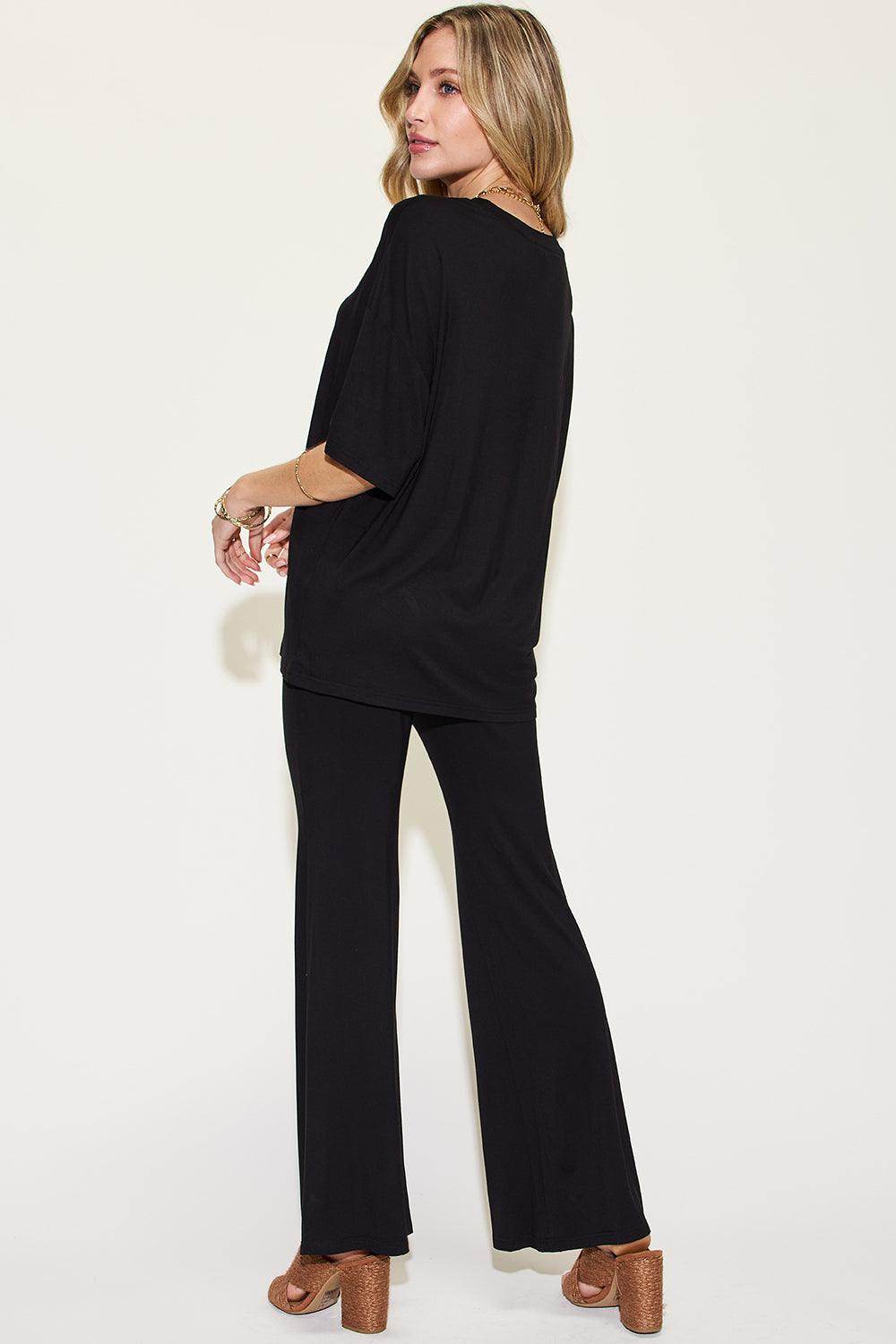 Basic Bae Full Size Bamboo Drop Shoulder T-Shirt Set