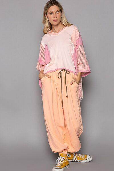 POL High-Low Contrast V-Neck Top for Stylish Casual Wear