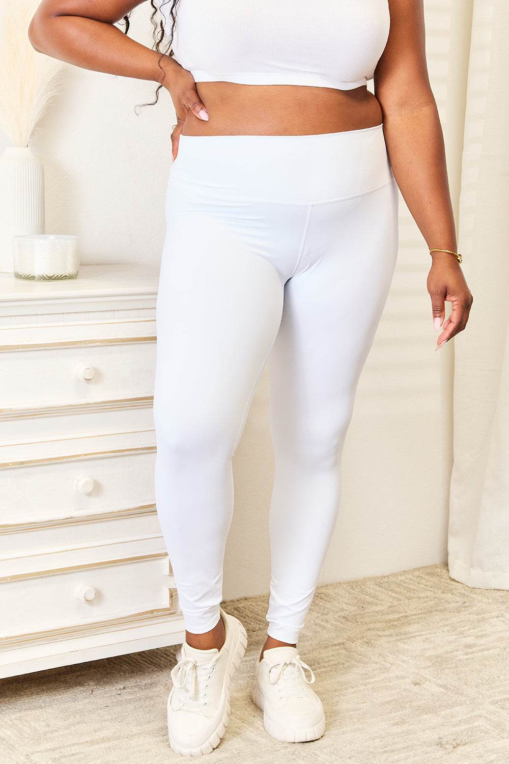 Double Take Wide Waistband Sports Leggings for Women
