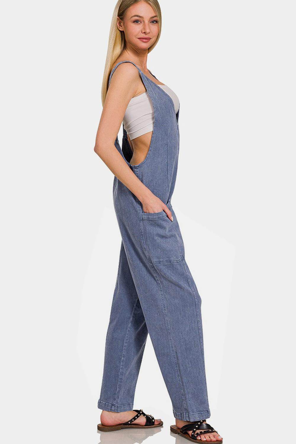 Zenana Pocketed Wide Strap Jumpsuit for Effortless Style