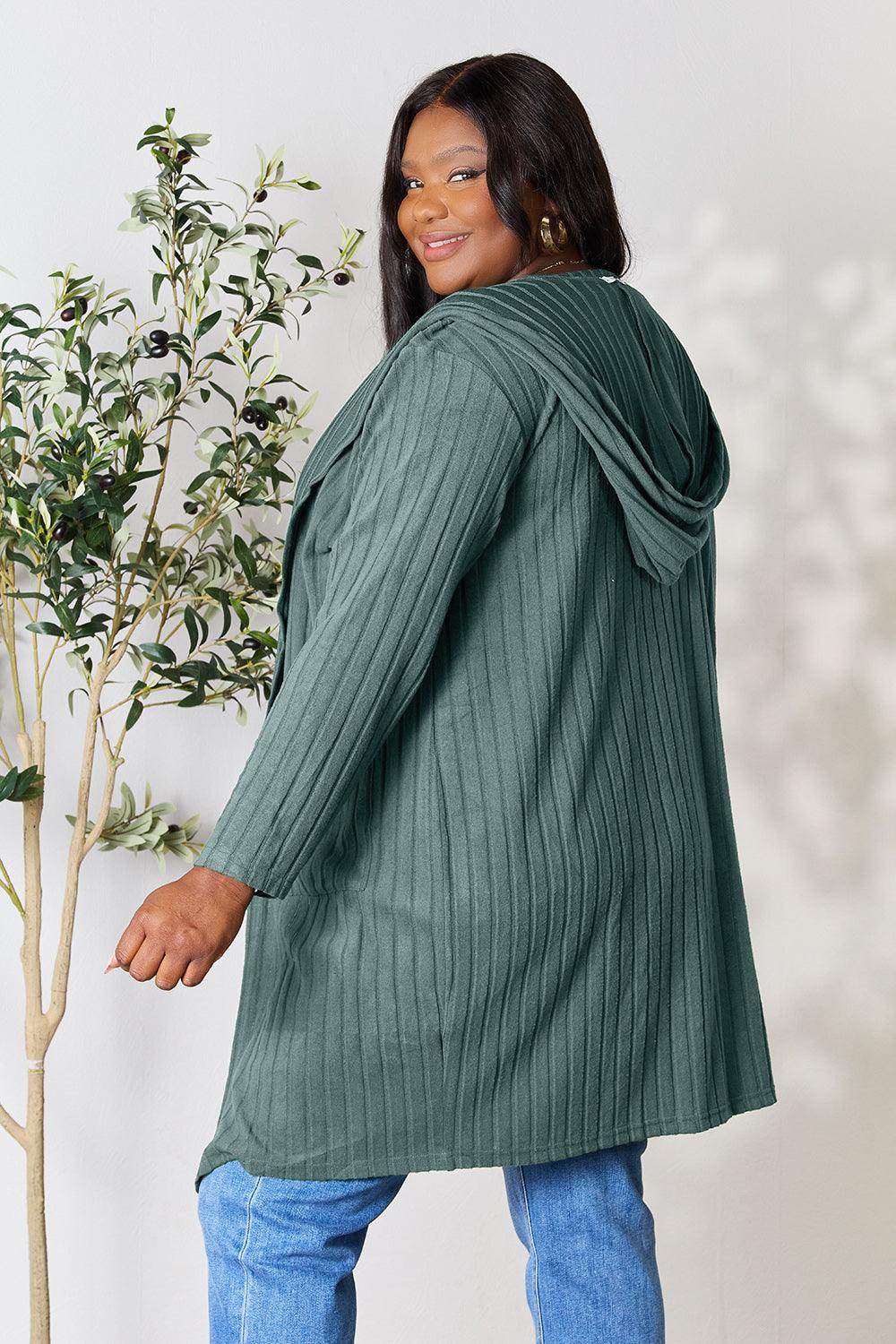 Basic Bae Full Size Hooded Sweater Cardigan for Women