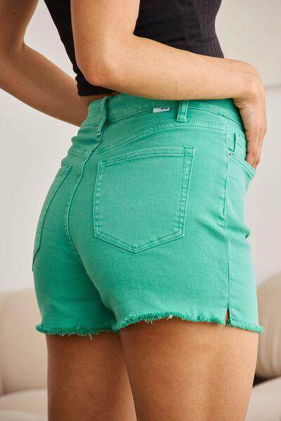 RFM Tummy Control High Waist Raw Hem Denim Shorts for Women