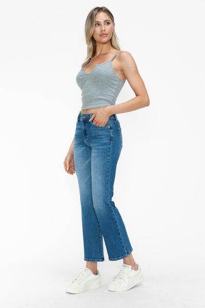 Bytos Full Size Cat's Whiskers Mid Rise Ankle Jeans For Women