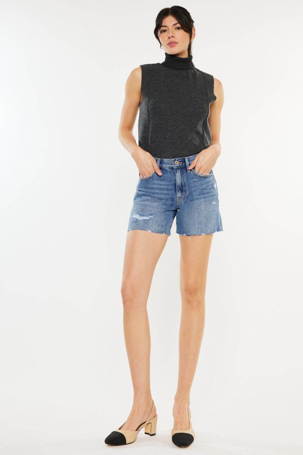 Kancan Distressed High Waist Denim Shorts for Women