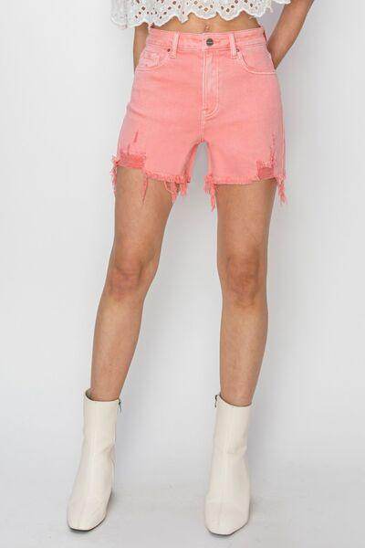RISEN High Rise Distressed Denim Shorts for Trendy Style