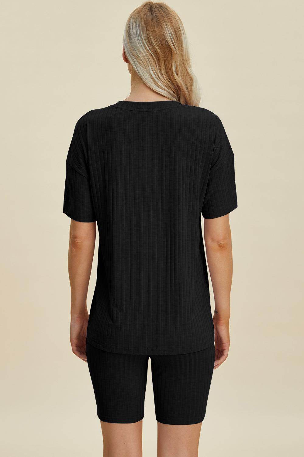 Basic Bae Full Size Ribbed V-Neck Top and Shorts Set For Women