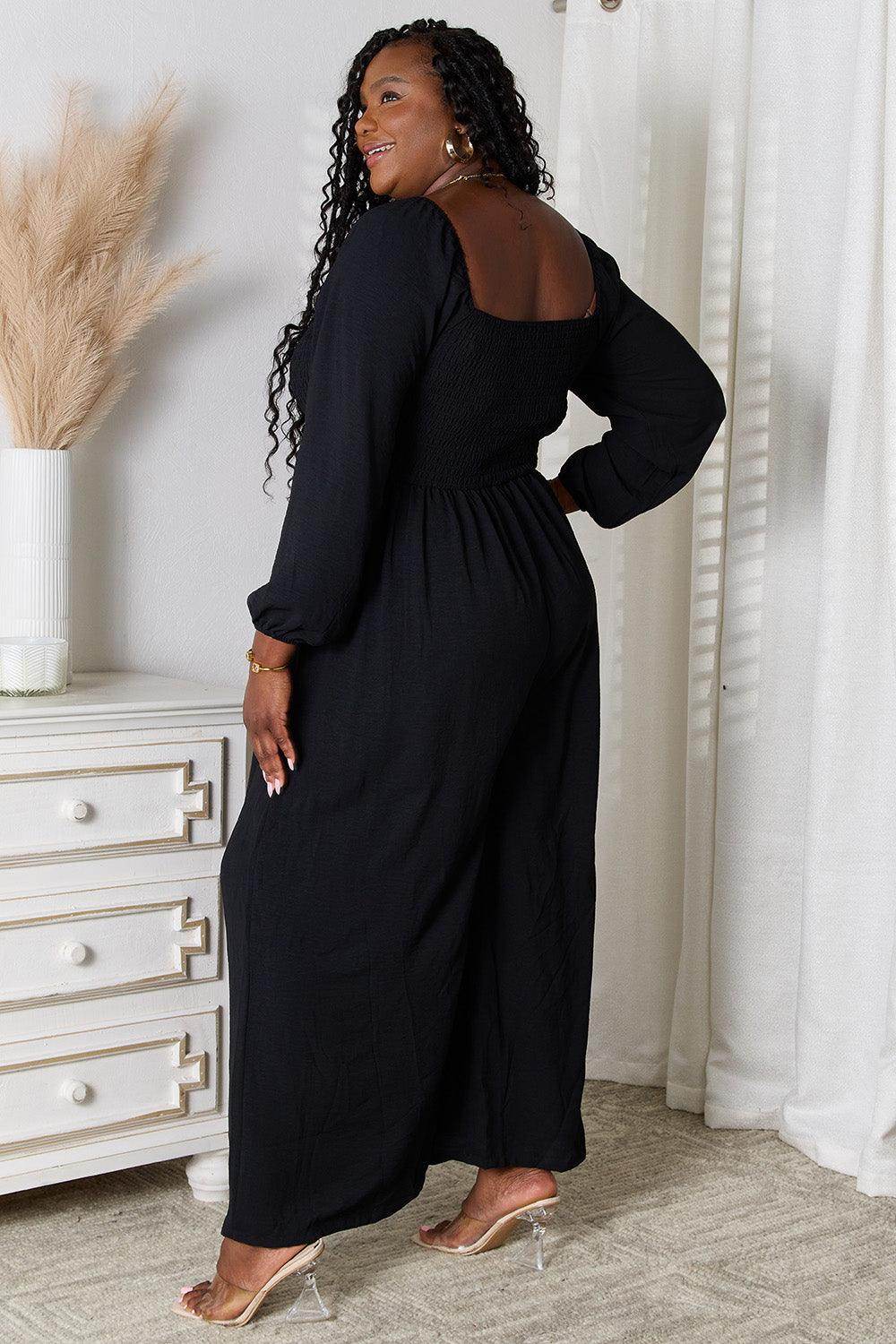 Double Take Square Neck Jumpsuit with Pockets for Women
