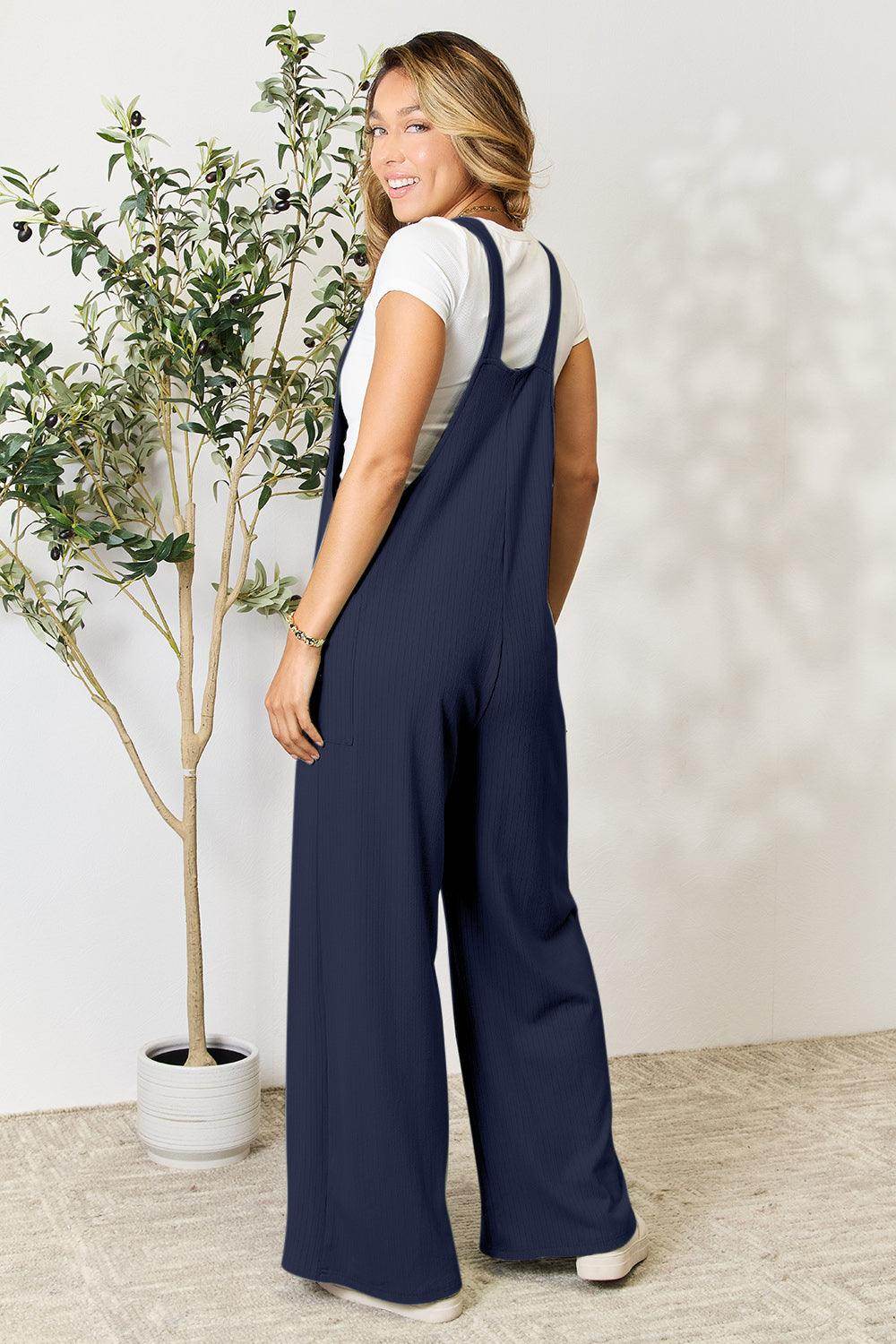 Double Take Full Size Wide Strap Overall with Pockets For Women
