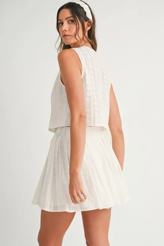 MABLE Eyelet Lace Top and Mini Skirt Set