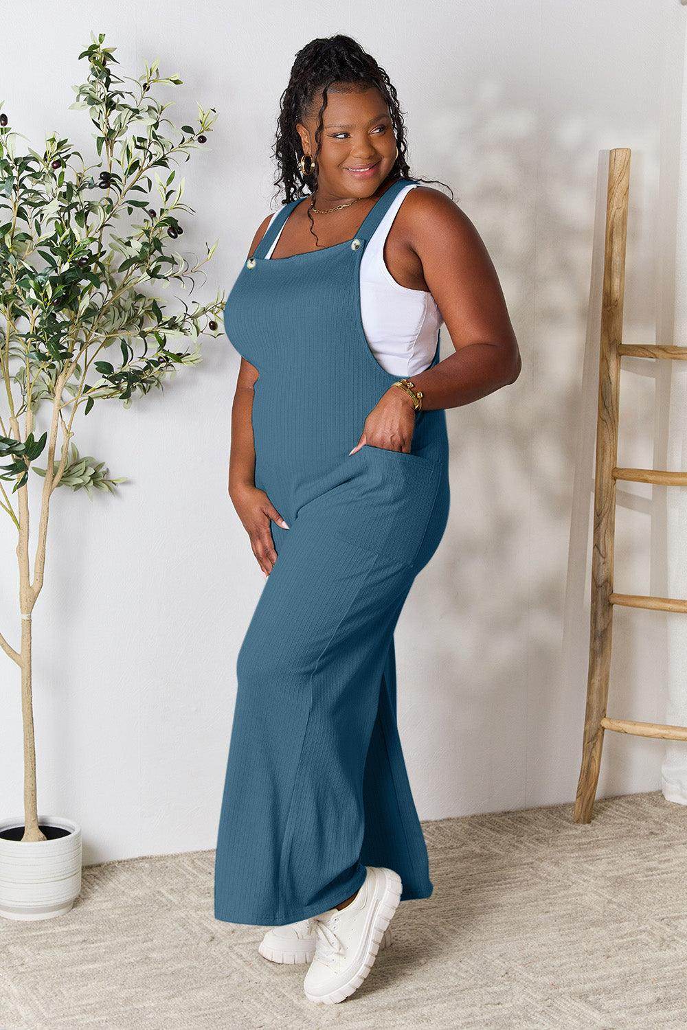Double Take Full Size Wide Strap Overall with Pockets For Women