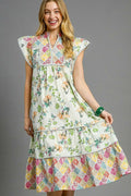Selvanelle Patchwork Garden Midi Dress