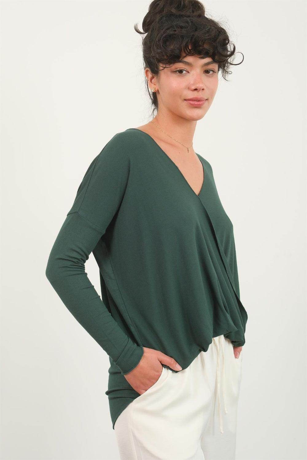 HYFVE Draped Drop Shoulder Long Sleeve Top for Women