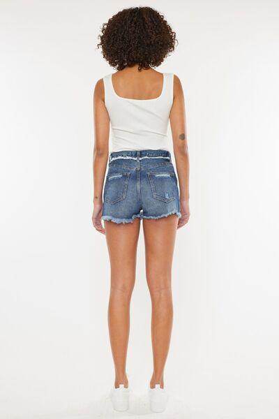Kancan Distressed Button Fly Denim Shorts for Women