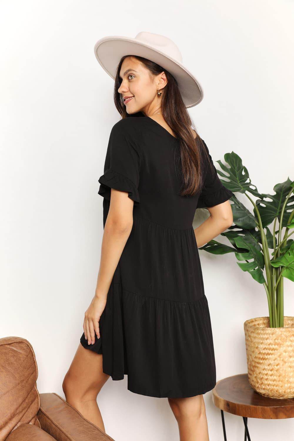 Mandy V-Neck Flounce Sleeve Tiered Dress for All Occasions