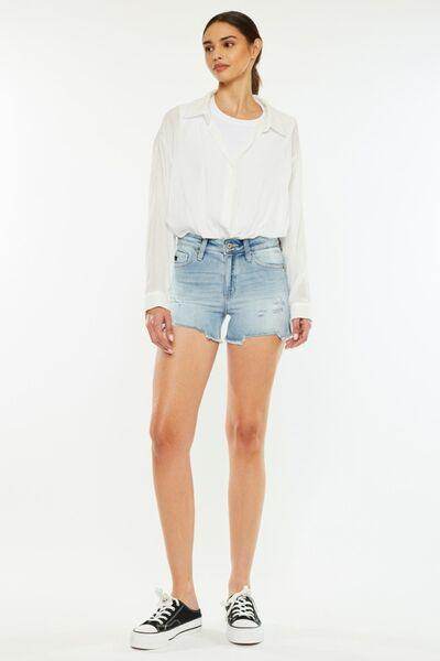 Kancan High Rise Side Slit Denim Shorts for Summer Style