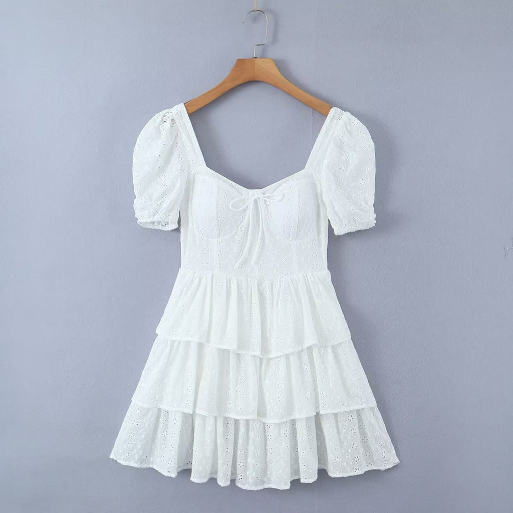 ThreeDimensional Boning Corset Embroidered Waist OnePiece Culotte Women Spring Summer Slimming Pleated Hollow Out Cutout Dress