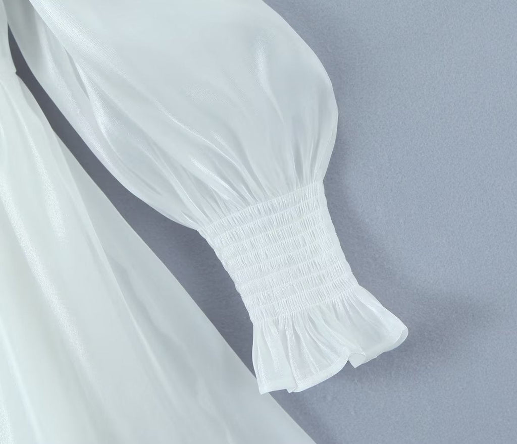 Women White Sexy Tulle Dress Summer Sexy Pleated Tube Top Cami Dress
