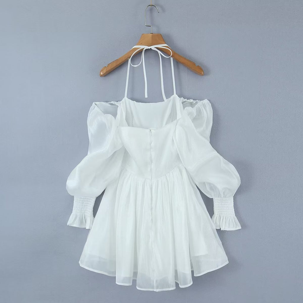 Women White Sexy Tulle Dress Summer Sexy Pleated Tube Top Cami Dress