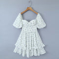 Women Dress Women Summer off Shoulder Square Collar Puff Sleeve Short Dress