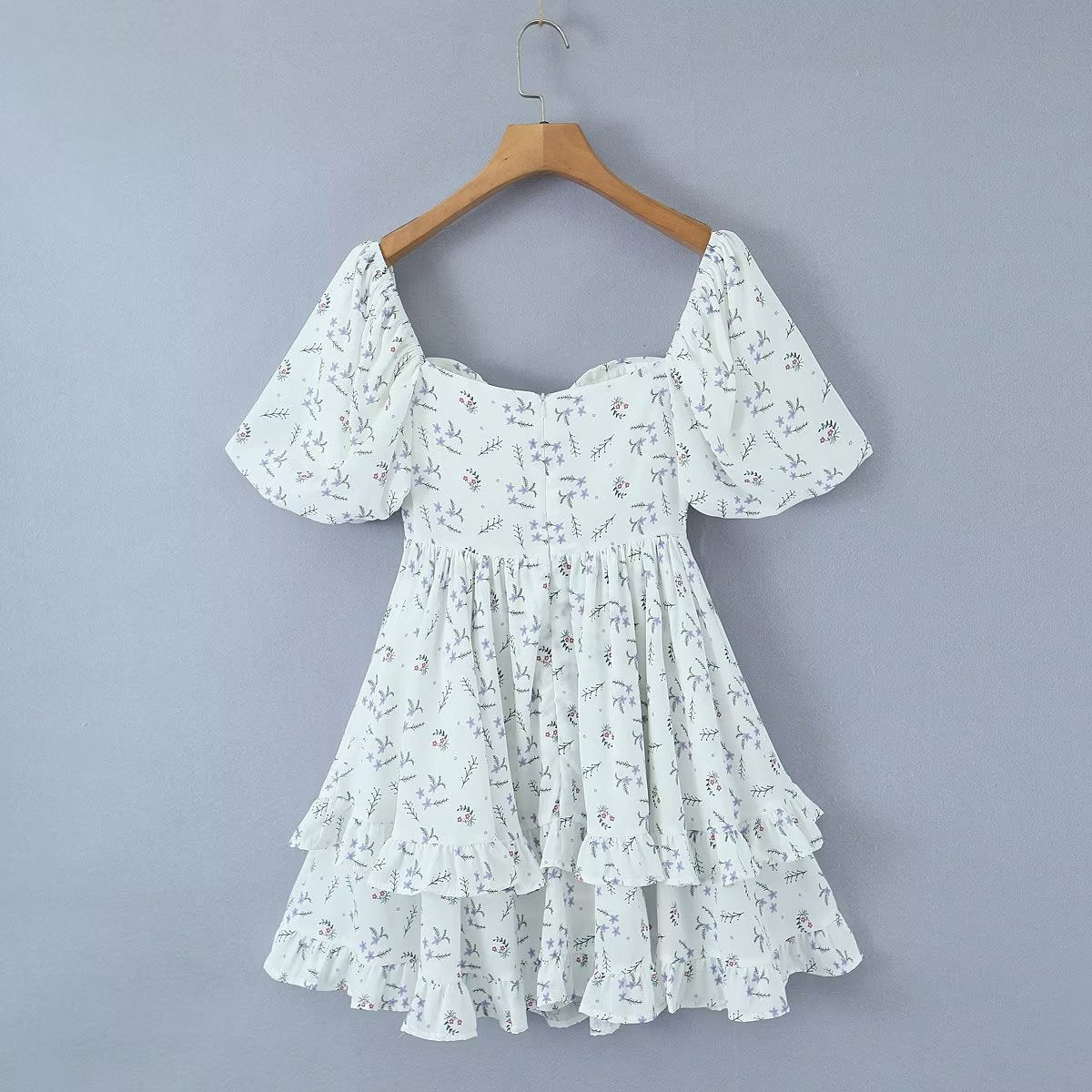 Women Dress Women Summer off Shoulder Square Collar Puff Sleeve Short Dress