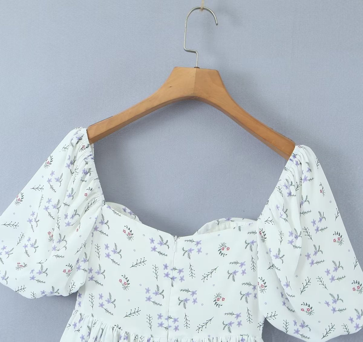 Women Dress Women Summer off Shoulder Square Collar Puff Sleeve Short Dress
