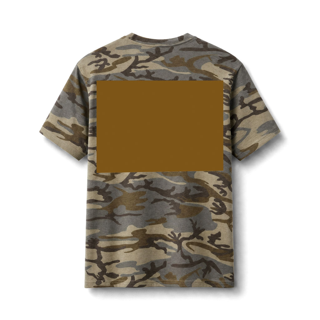 Gold Camo music Graphic Tee — Vintage Rope Patch Pocket Design