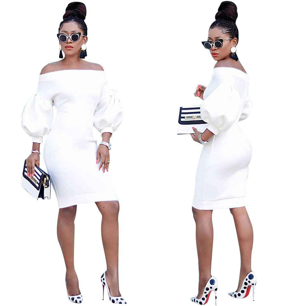 Sexy Dress Women's Off The Shoulder Bodycon Dress Lantern