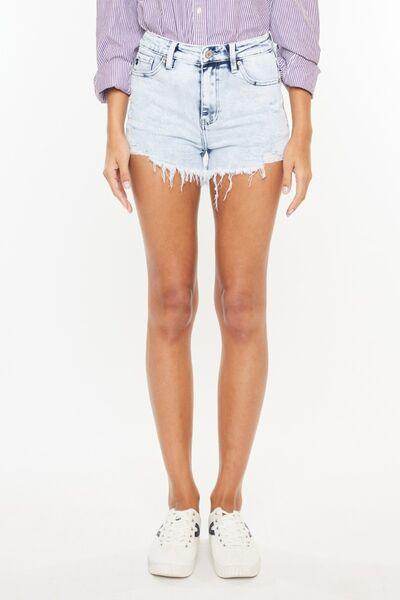 Kancan High Rise Frayed Hem Denim Shorts for Women