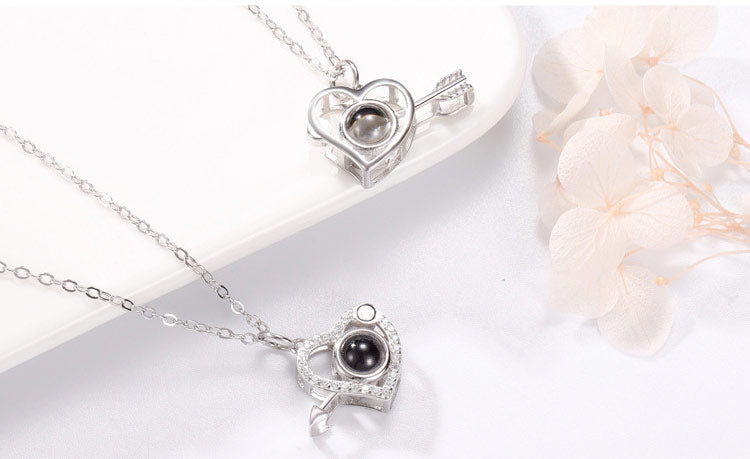 Cupid's Arrow Lover couples necklaces Photo Projection Magnetic Necklace