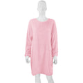 Autumn Winter Women Clothes Mid Length Long Sleeve Round Neck Loose Plush Dress