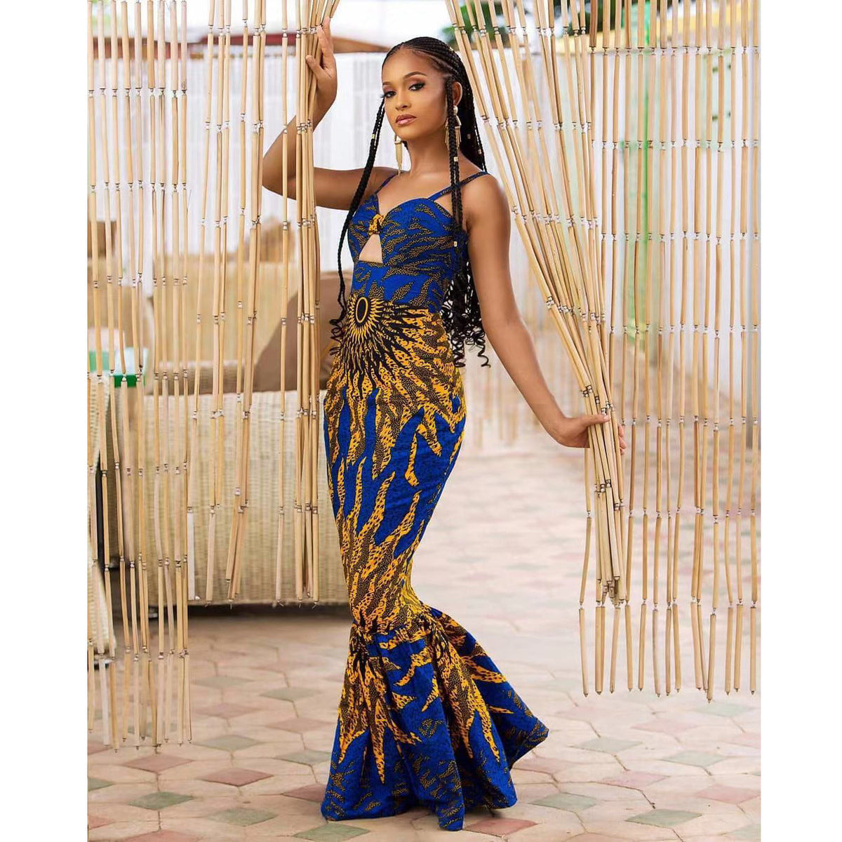Women Clothes Popular African Digital Printing Dress Fishtail Hanging Dress Women