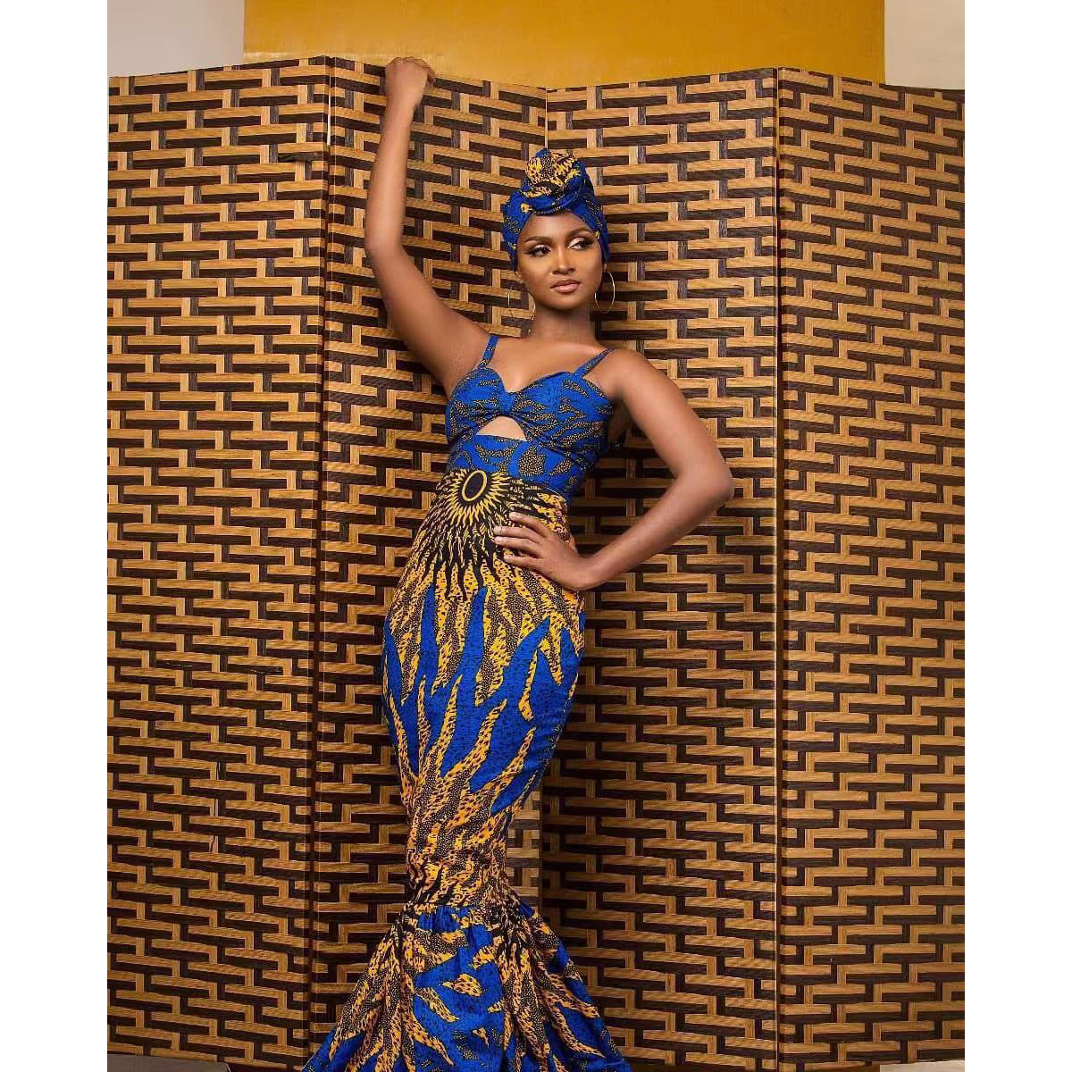 Women Clothes Popular African Digital Printing Dress Fishtail Hanging Dress Women