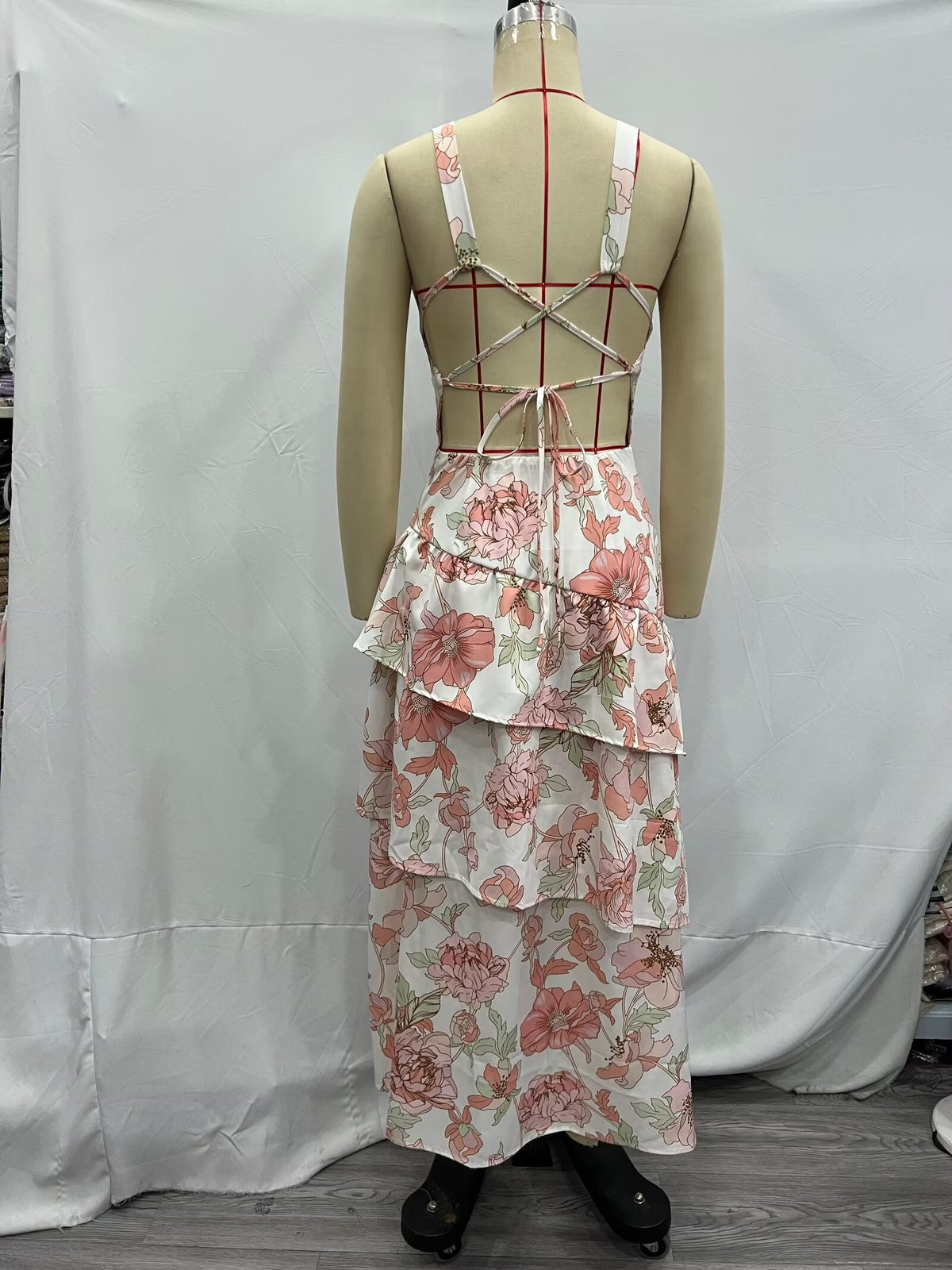 Summer Women Clothing Printed Asymmetric Tiered Dress