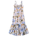 Women French Retro V Neck Slim Fit Printed Fishtail Dress Seaside Vacation