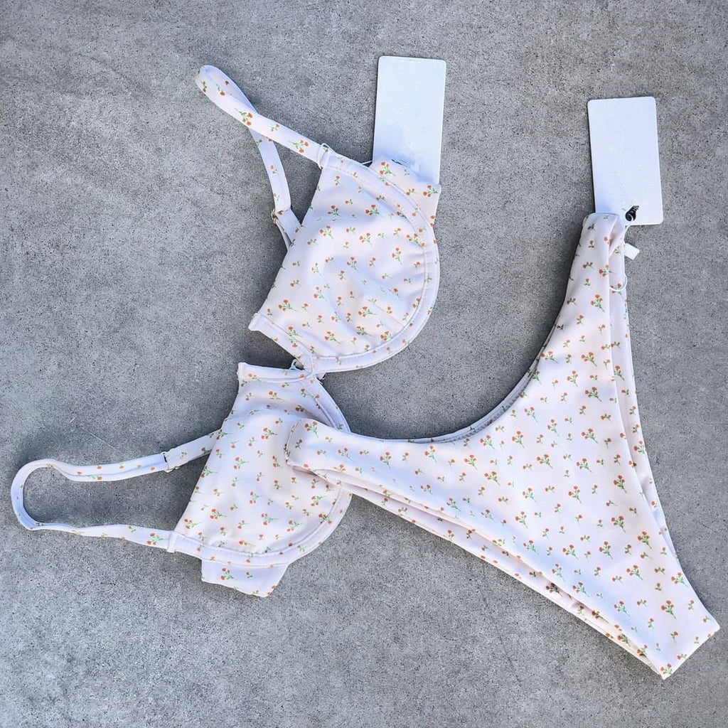 Ladies Split Swimsuit Vintage Polka Dot Traps Gather Sexy Bikini
