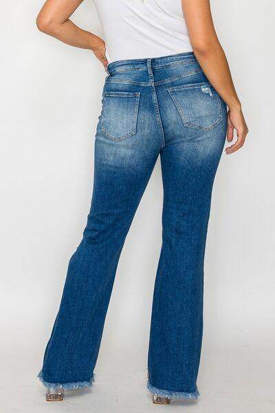 Bytos Full Size Raw Hem Distressed High Rise Bootcut Jeans