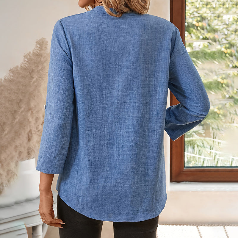 Womens Casual Summer Shirts Notch V Neck Blouses