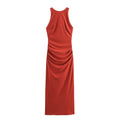 Summer Back Cross Hanging Collar Sleeveless Dress Women