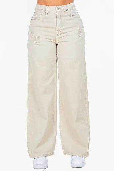 American Bazi High Waist Distressed Wide Leg Jeans Women