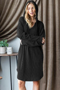 Heimish Ribbed Long Sleeve Hooded Dress for Women