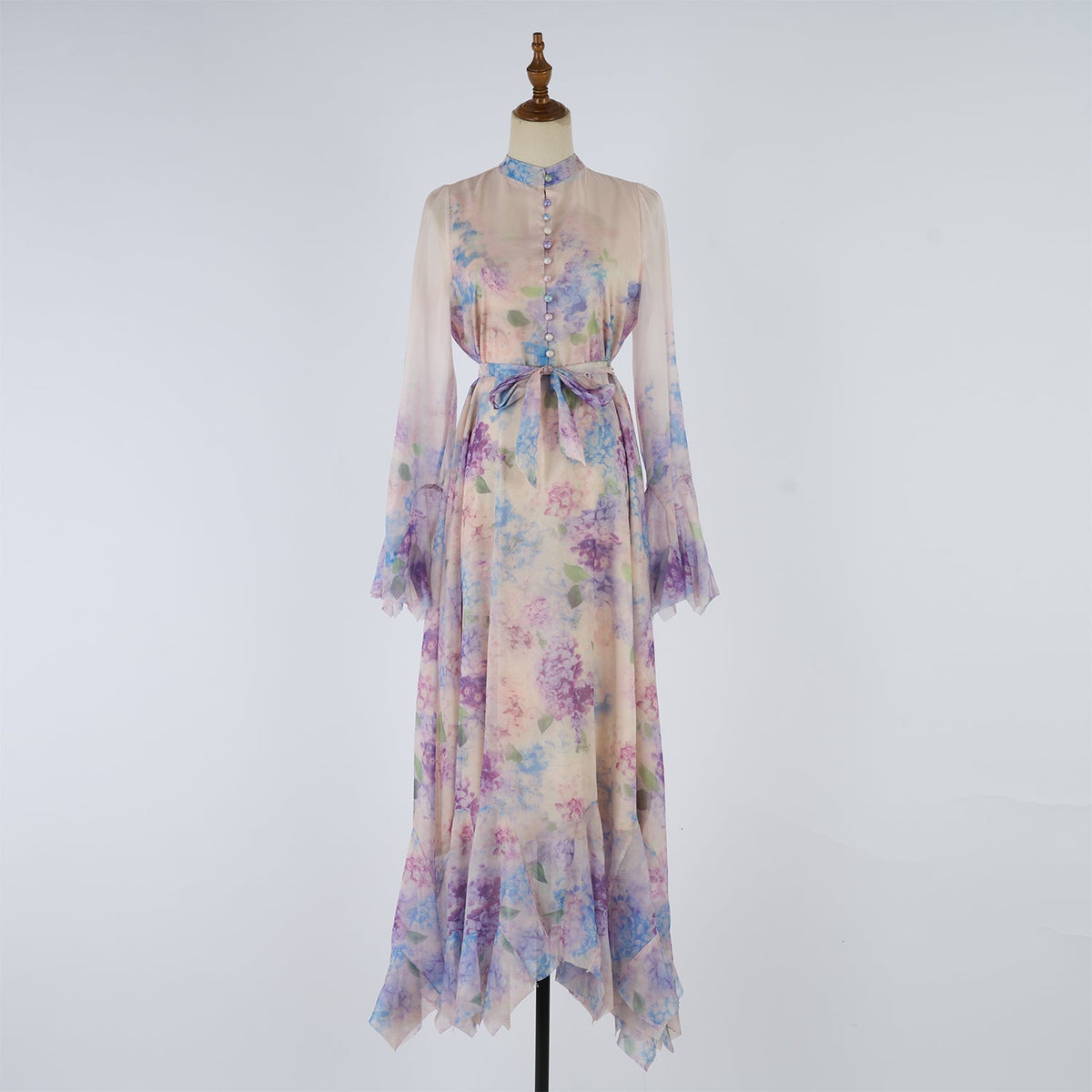 Women Printed Button Up Long Dress