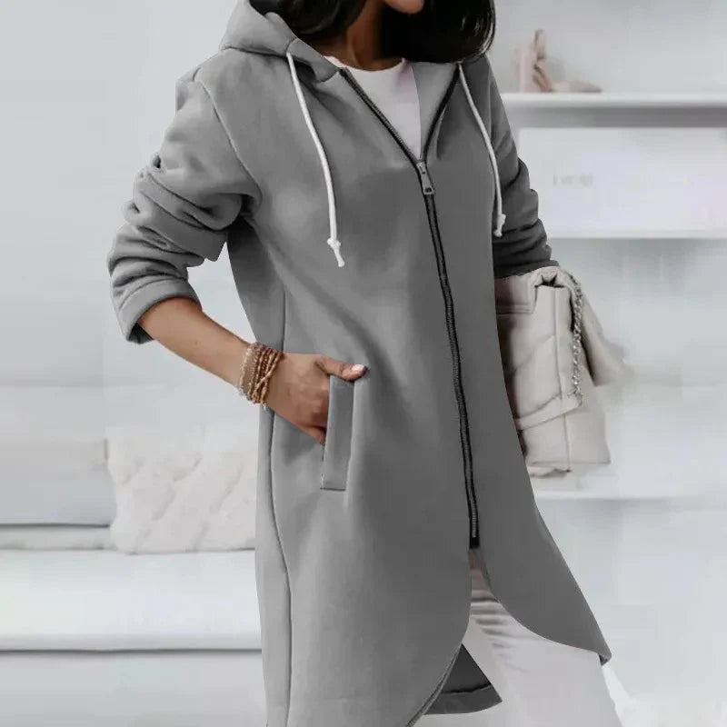 Street Zip Hooded Velvet-Lined Sweatshirt Women | Cozy Streetwear