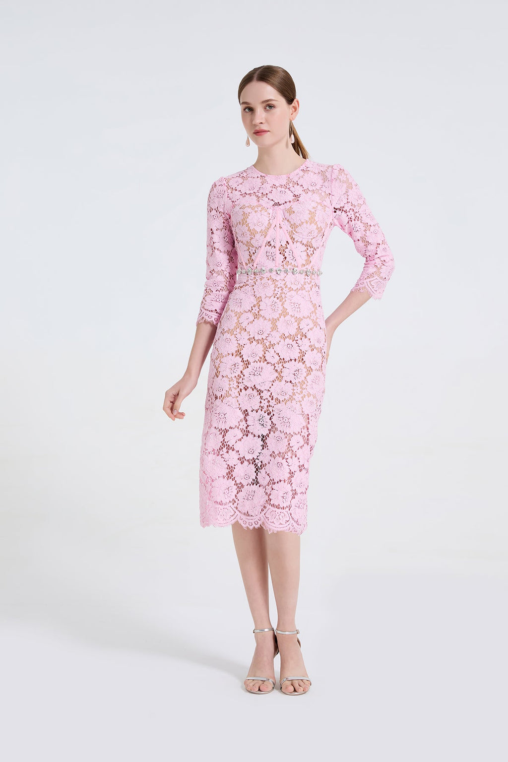 Women Lace Fishbone Beaded Dress A Fitted And Hourglass Shaped Dress