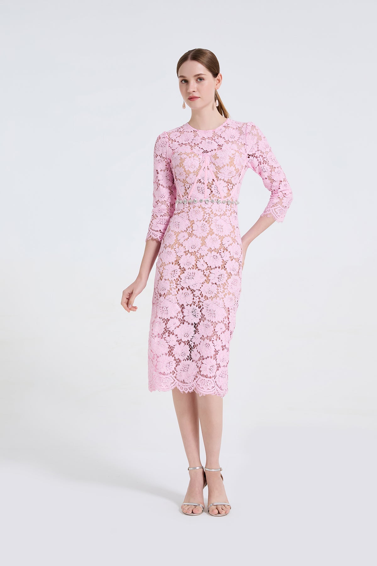 Women Lace Fishbone Beaded Dress A Fitted And Hourglass Shaped Dress