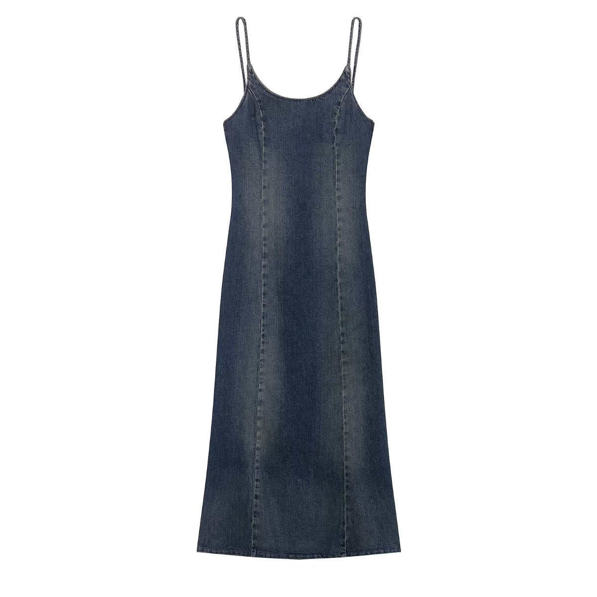 Women Clothing Summer Elegance Denim Midi Strap Dress